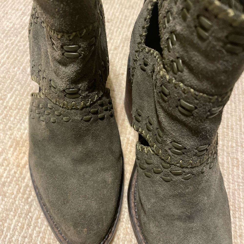 Sbicca Olive Suede Ankle Booties - Picture 2 of 8